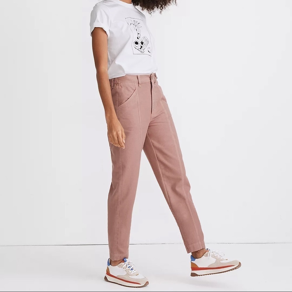 Madewell Ligh Yellow Moleskin Supersoft High Rise Tapered crop Pants Size 0